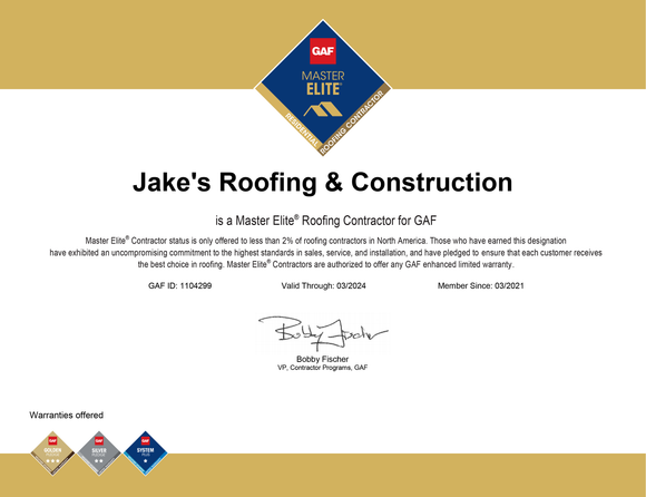 Jake's Roofing and Construction project